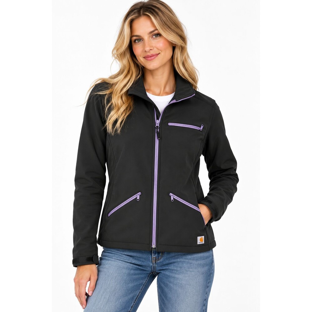 Carhartt Crowley Jacket Black Soft Shell Fleece Lined Full Zip Size XS Purple